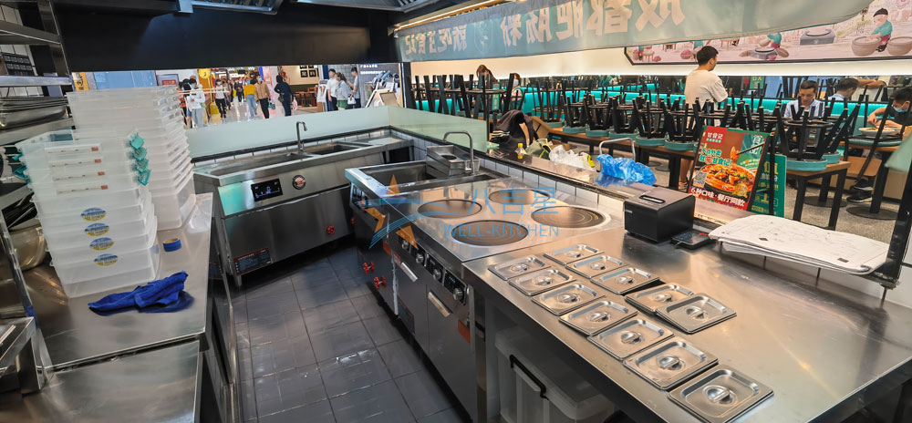 多菜品中型中餐厅汤粉面粥厨房工程3d效果图